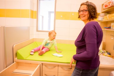 Der Waschraum in der Kindertagesstätte Peter&Paul in Augsburg